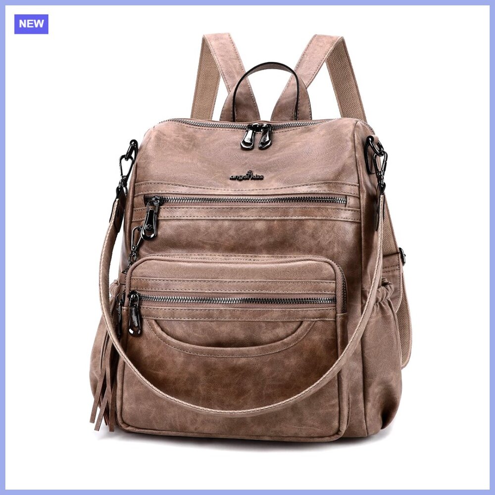 PU Leather Backpack Purse with Adjustable Strap, Waterproof Daypack
